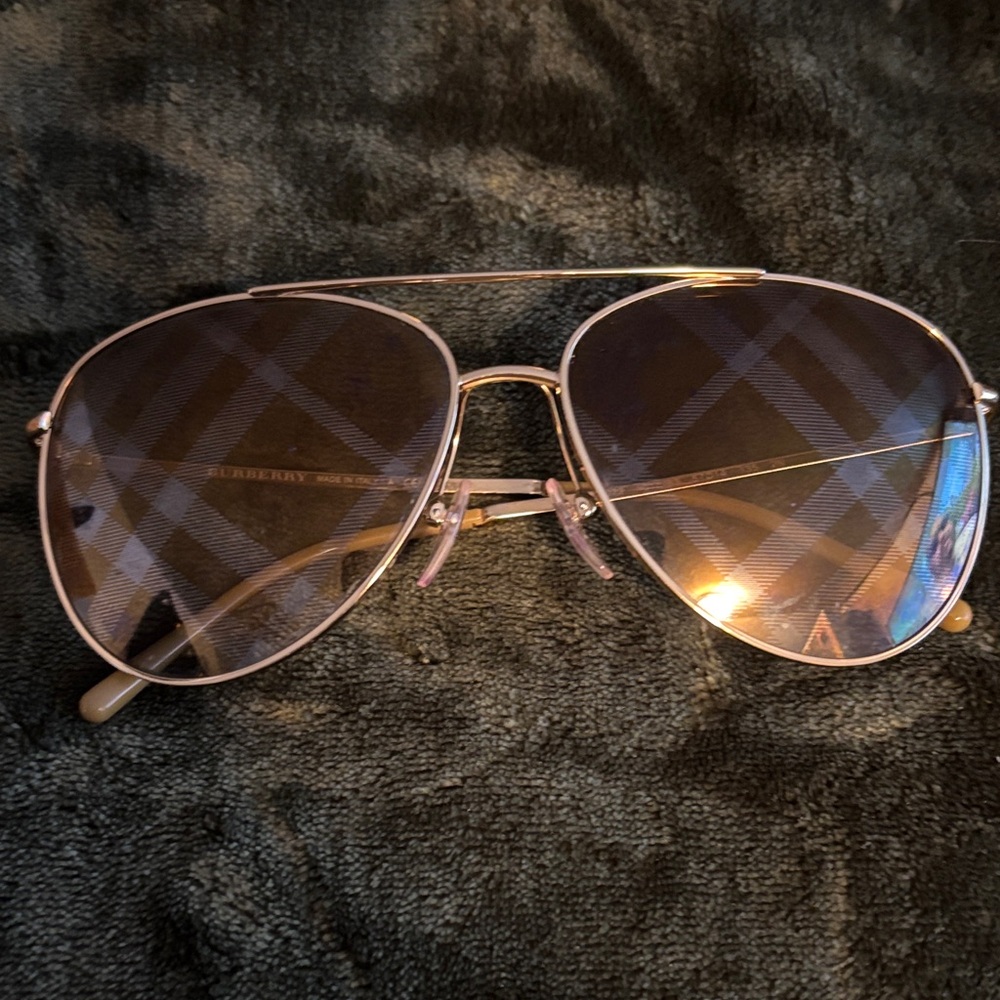 Burberry Aviator Sunglasses with Gold Frame
